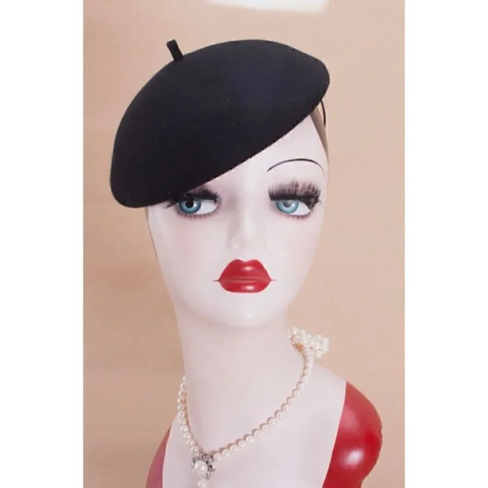 Womens Ladies Royal Styles Soft White Beret 100% Wool Felt Hats